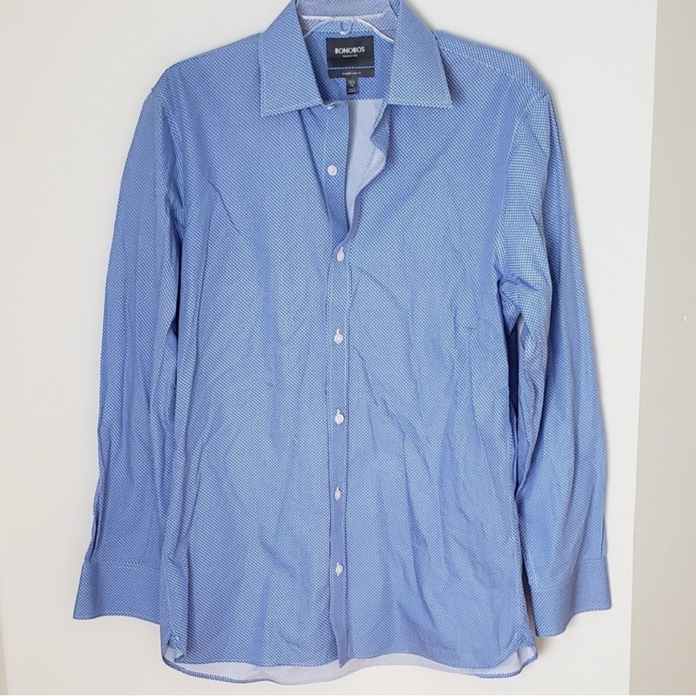 Bonobos blue triangle print button up dress shirt